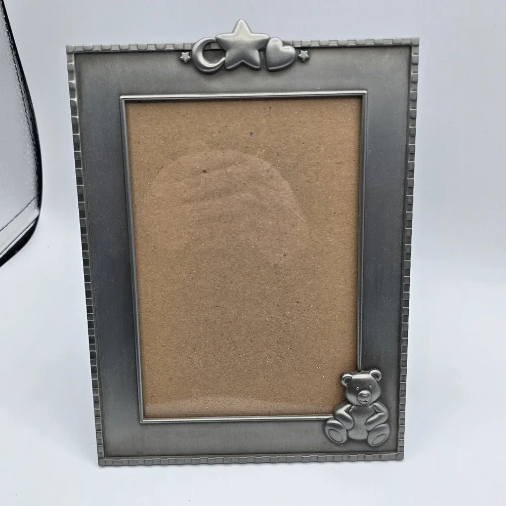 Teddy Bear on Rocking Horse Baby Picture Photo‎ Frame for 2x3 Photo Vtg Petwer